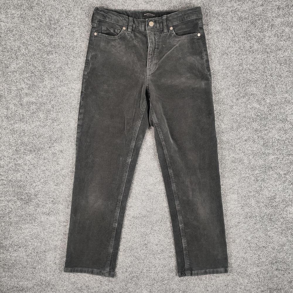 Banana Republic Corduroy Pants Womens 27 Gray High Rise Straight Stretch Jeans